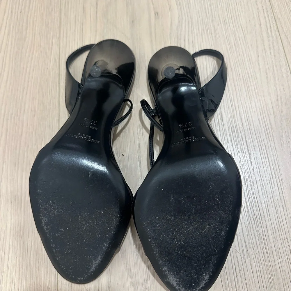 Saint Laurent Black Patent Leather Slingback Heels - Picture 3 of 4